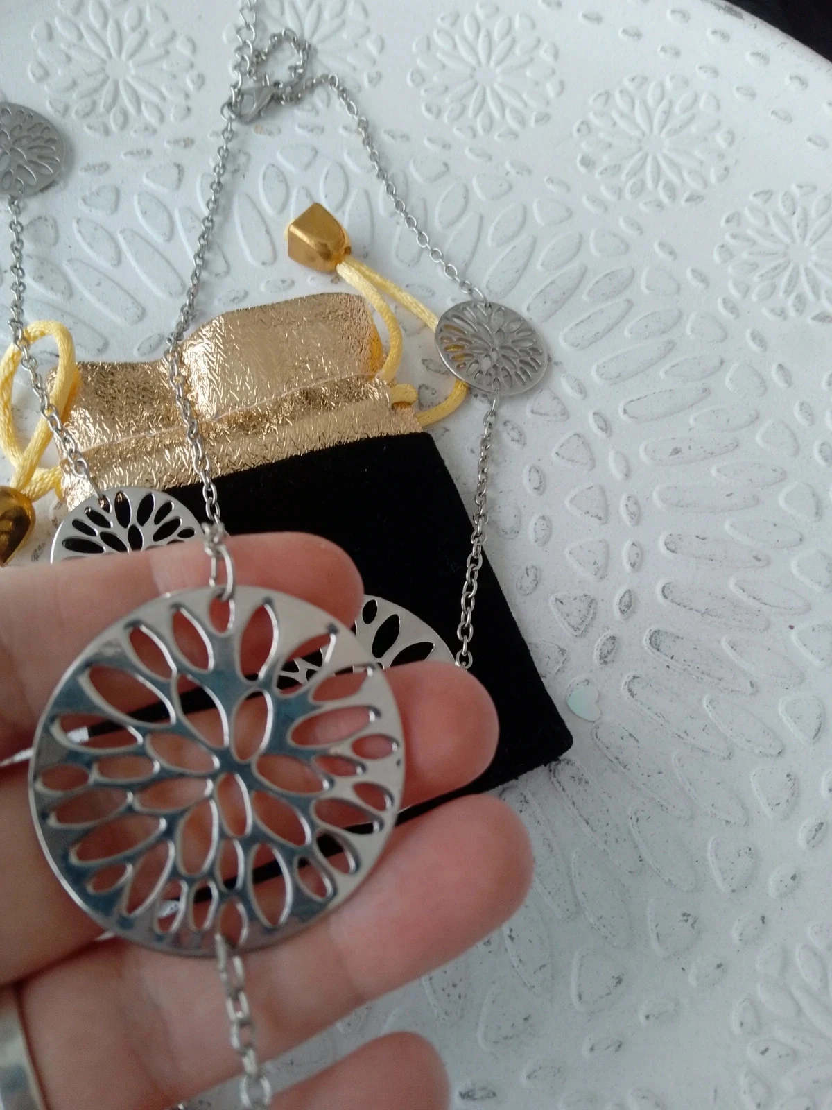 Colar longo de aço inoxidável prateado – photo 3